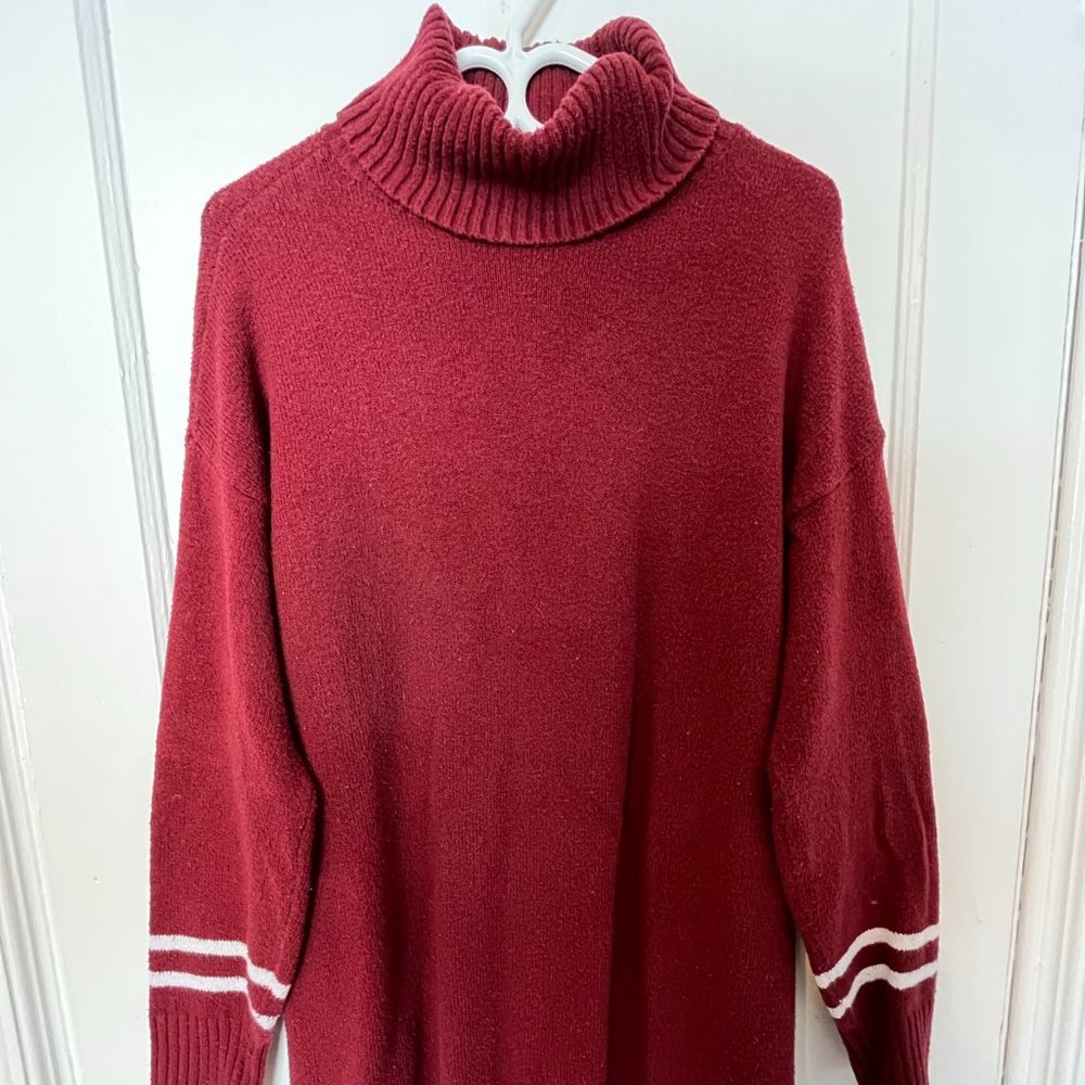 Hollister, Turtleneck Knit Sweater Dress, Red/White, Small
